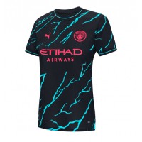 Camisa de Futebol Manchester City Rico Lewis #82 Equipamento Alternativo Mulheres 2023-24 Manga Curta